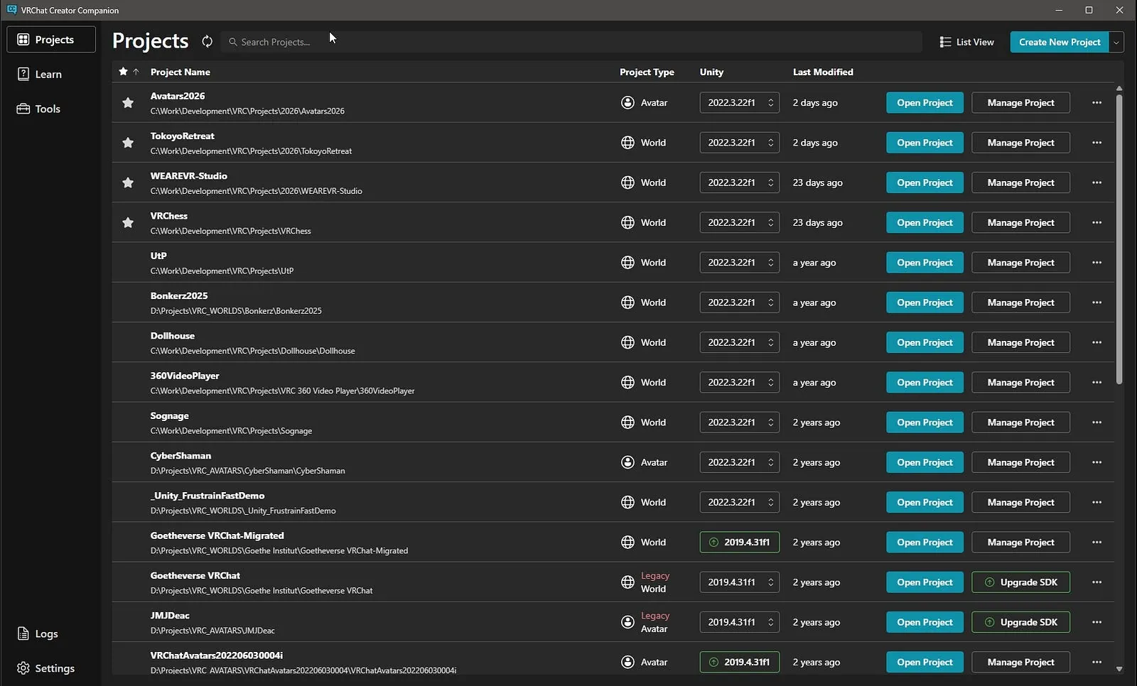 My VCC Project List