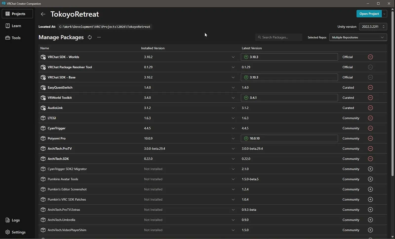 Managing a Project in the VCC — These are my imported packages