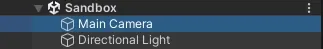 A new scene's hierarchy: a Main Camera and a Directional Light.