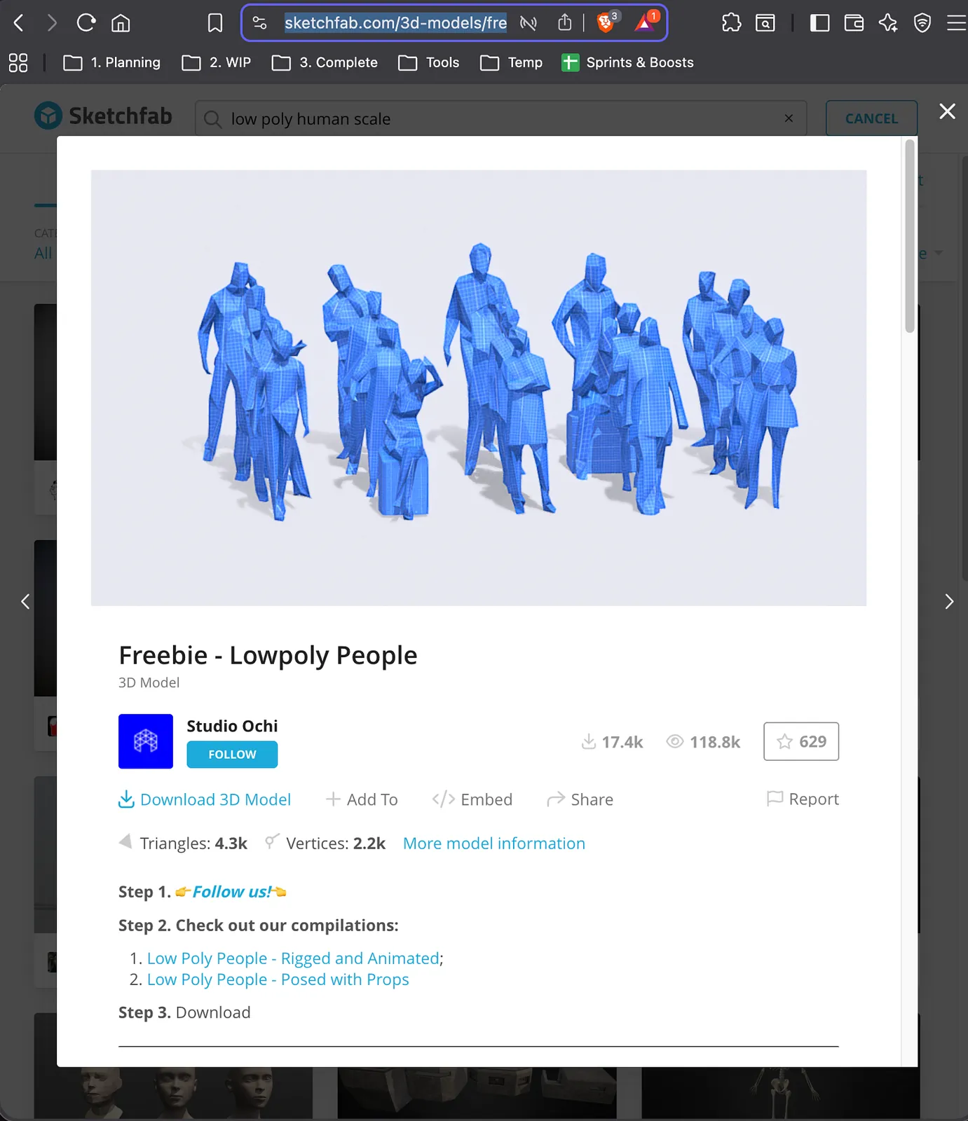 The free low-poly people pack on Sketchfab.