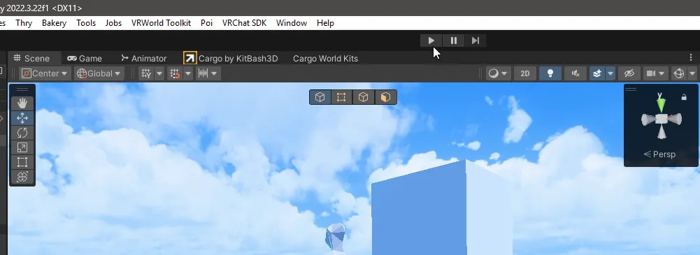 The play button in the Unity toolbar.